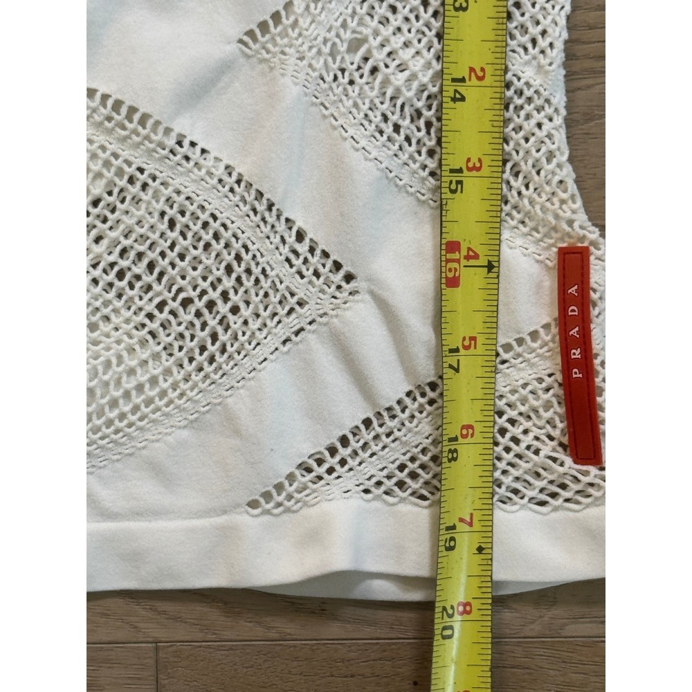 Prada Sport White Mesh Zigzag Knit Long Sleeve Top Linea Rossa Made in Italy - Picture 7 of 9